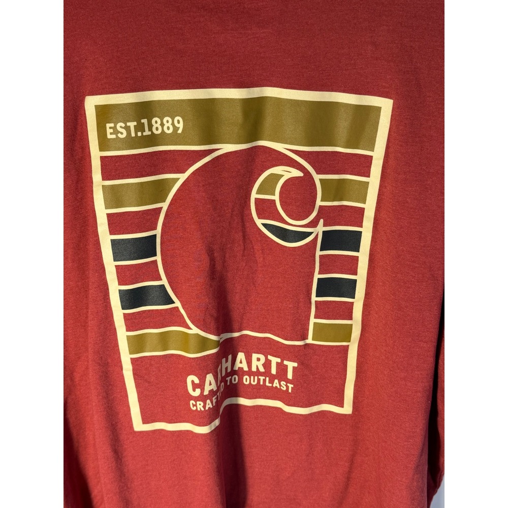 Carhartt Mens XL Relaxed Fit Pocket T-Shirt Red Graphic Back Crafted to Outlast